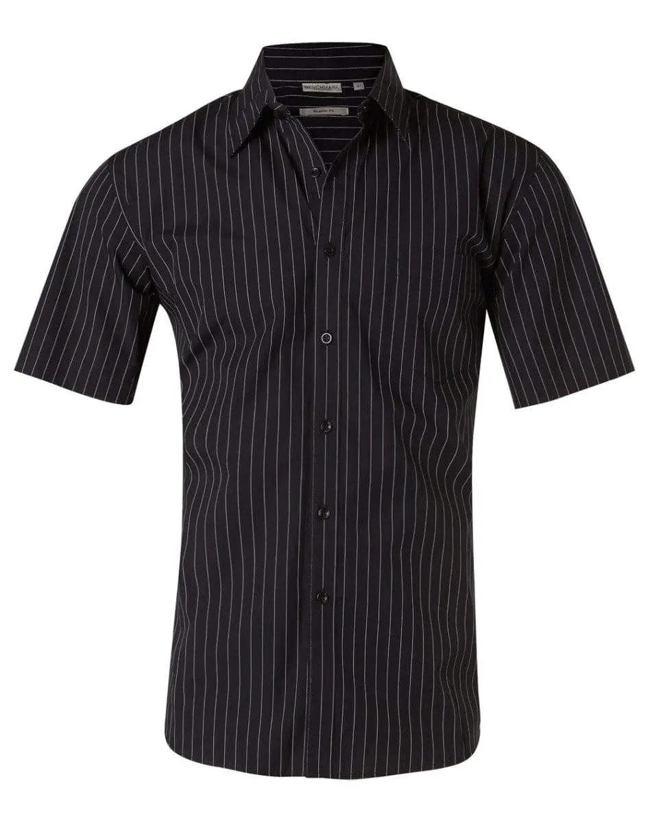 BENCHMARK Men's Pin Stripe Short Sleeve Shirt M7221 Metro Workwear.