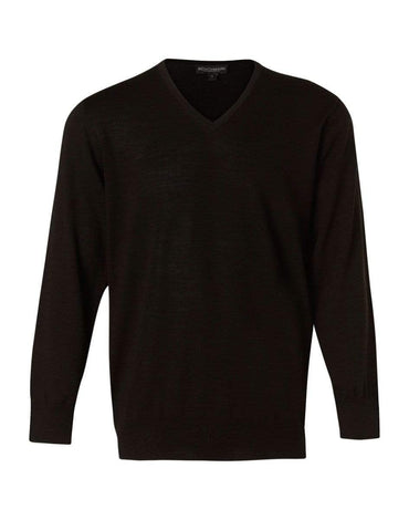 BENCHMARK Men's V-Neck Long Sleeves Jumper M9502 Corporate Wear Benchmark Black S 