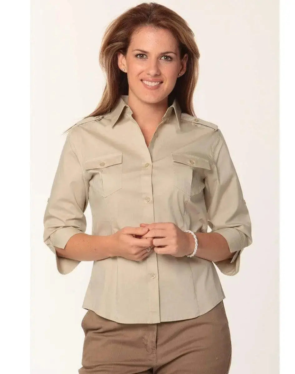 BENCHMARK Women's 3/4 Sleeve Military Shirt M8913 Metro Workwear.