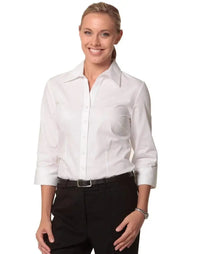 BENCHMARK Women's CVC Oxford 3/4 Sleeve Shirt M8040Q Metro Workwear.