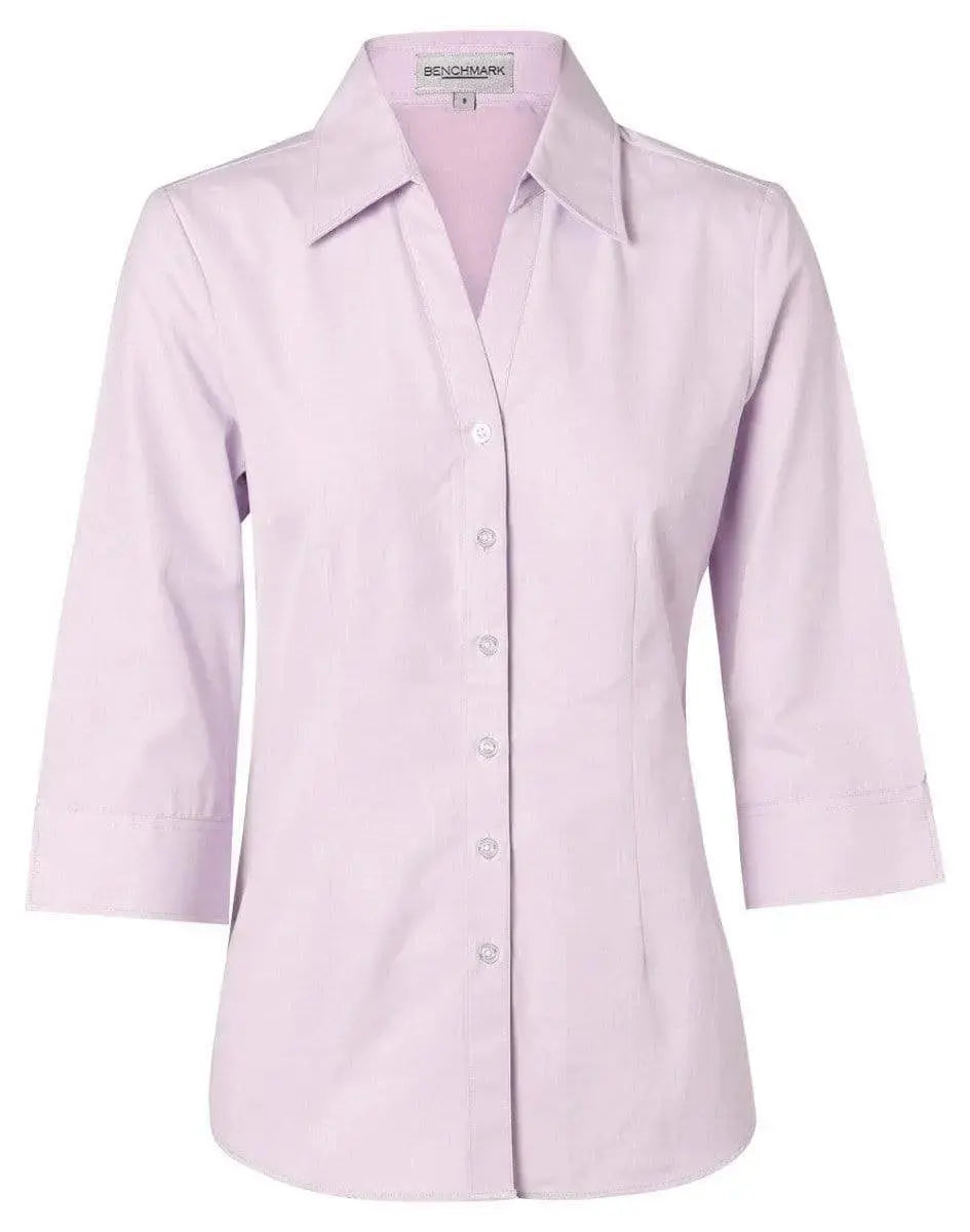 BENCHMARK Women's CVC Oxford 3/4 Sleeve Shirt M8040Q Metro Workwear.