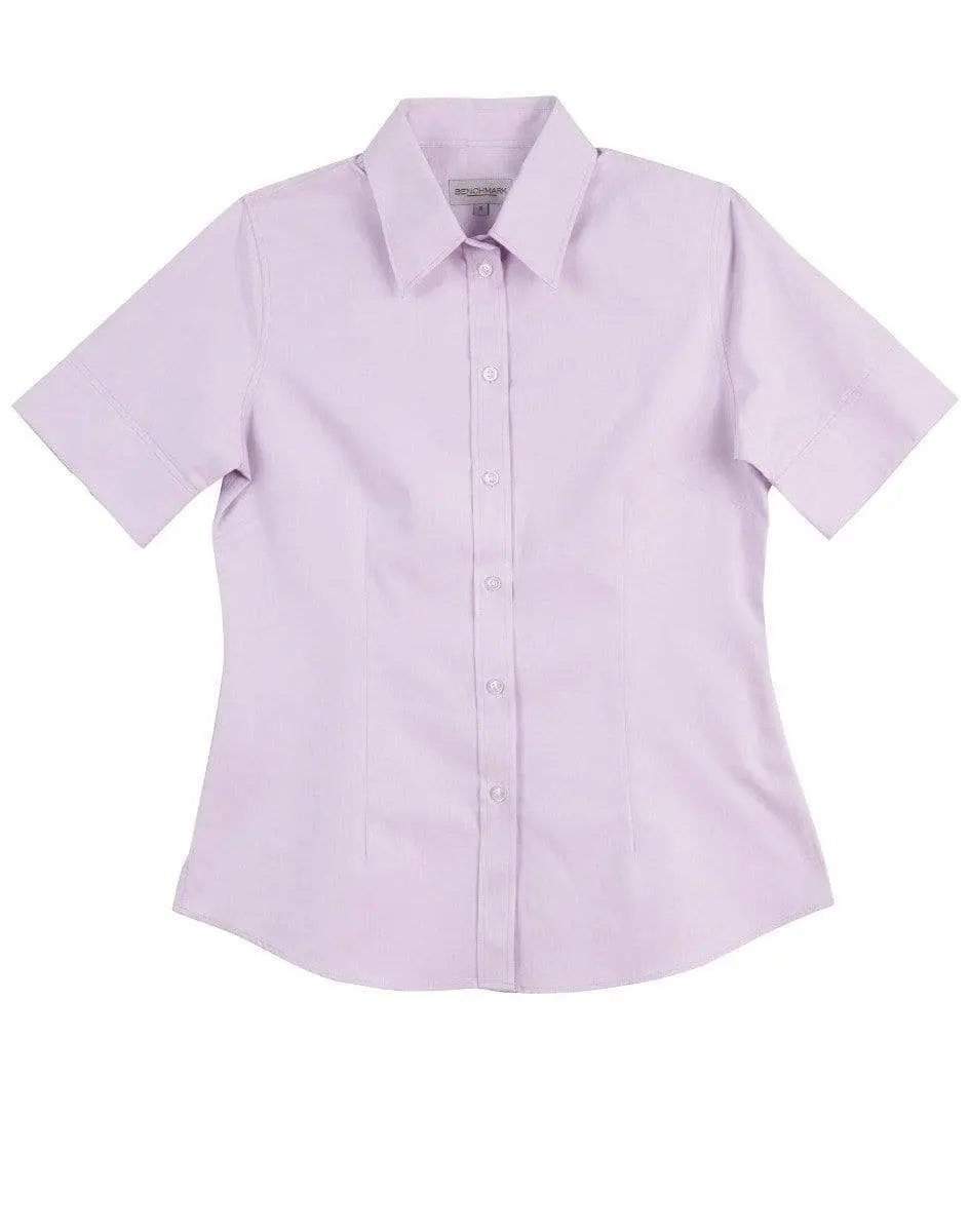 BENCHMARK Women's CVC Oxford Short Sleeve Shirt M8040S Corporate Wear Benchmark Lilac 6 