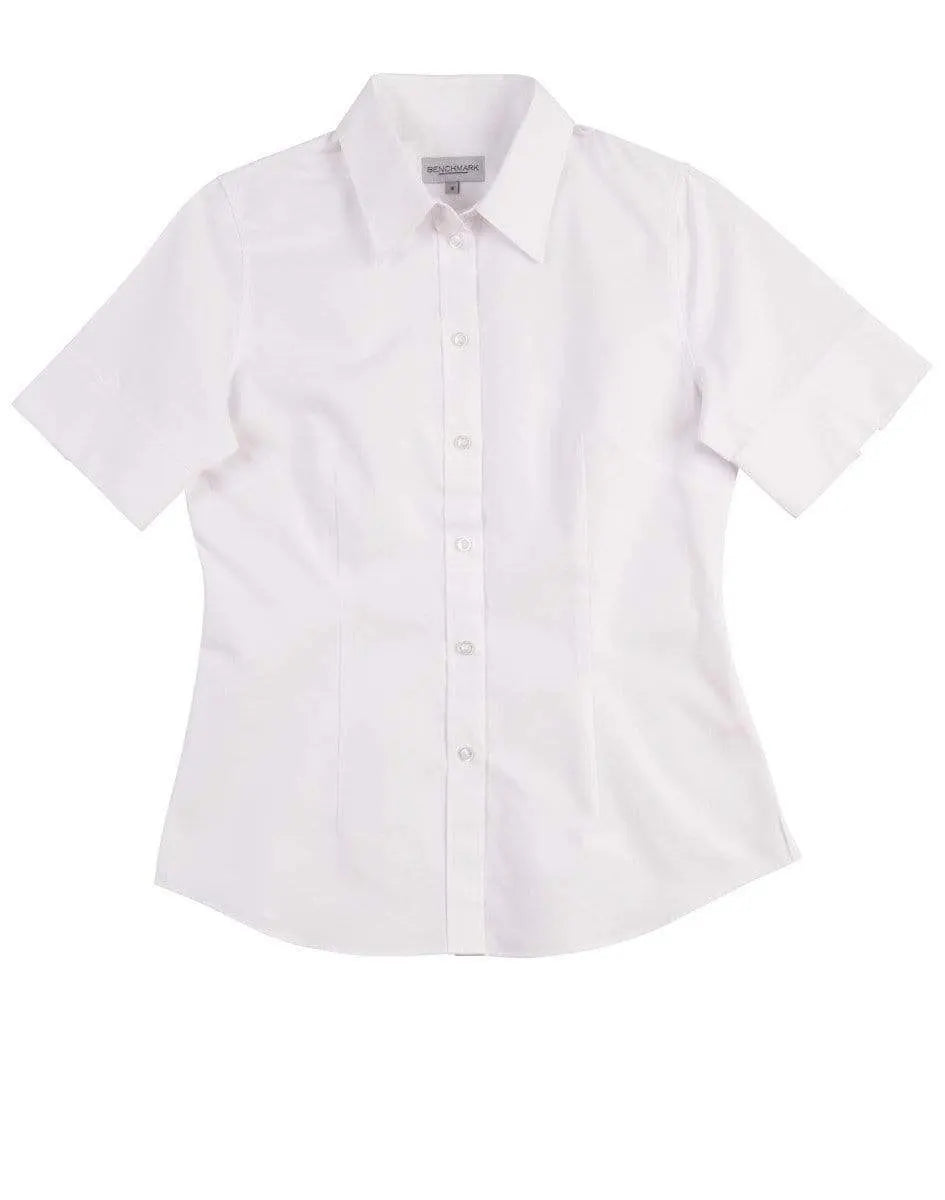 BENCHMARK Women's CVC Oxford Short Sleeve Shirt M8040S Corporate Wear Benchmark White 6 