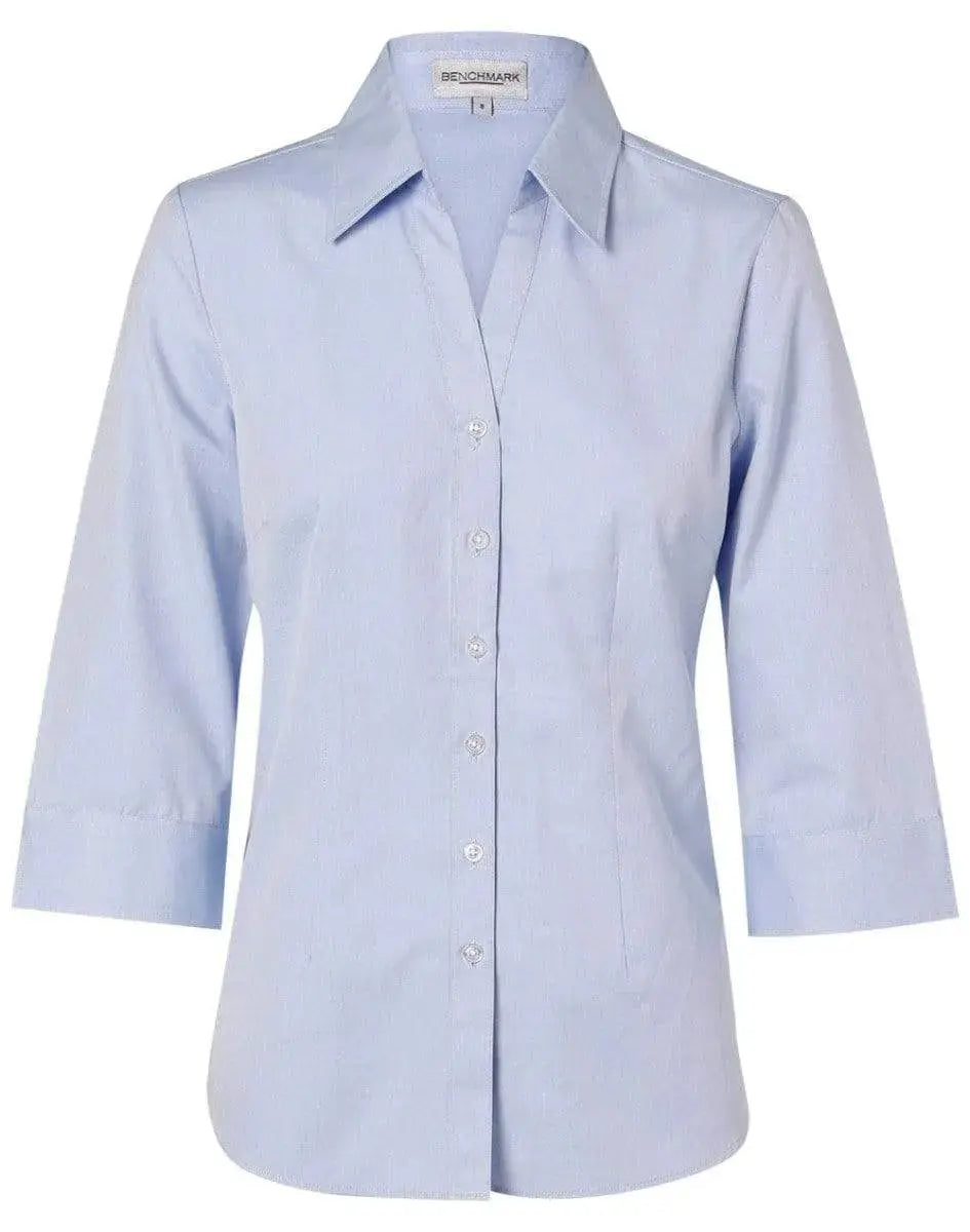BENCHMARK Women's Fine Chambray 3/4 Sleeve Shirt M8013 Metro Workwear.