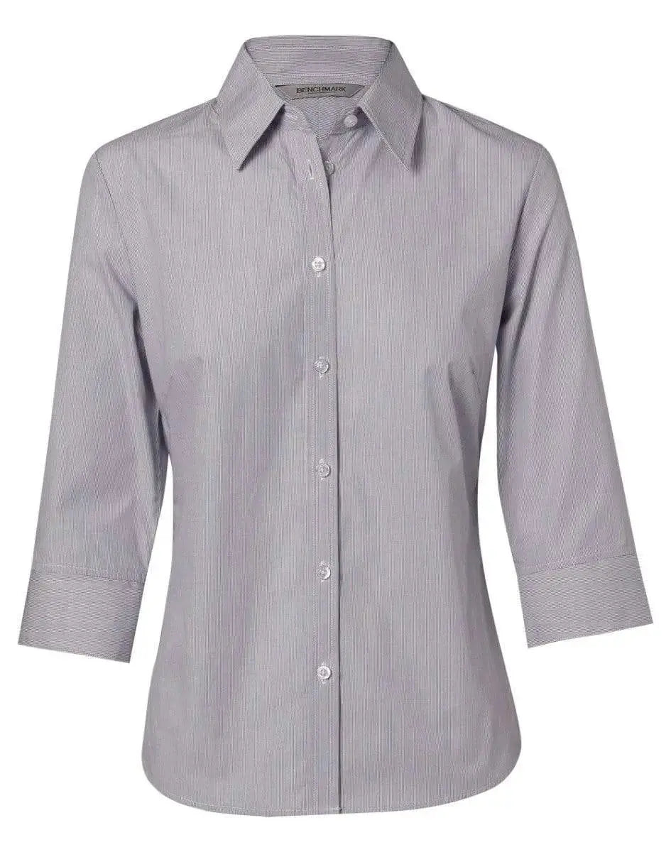 BENCHMARK Women's Fine Stripe 3/4 Sleeve Shirt M8213 Metro Workwear.