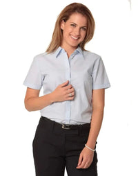 BENCHMARK Women's Fine Stripe Short Sleeve Shirt M8211 Metro Workwear.