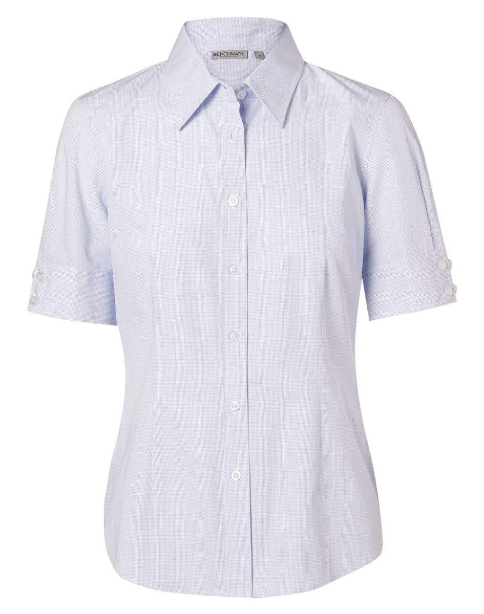 BENCHMARK Women's Mini Check Short Sleeve Shirt M8360S Metro Workwear.