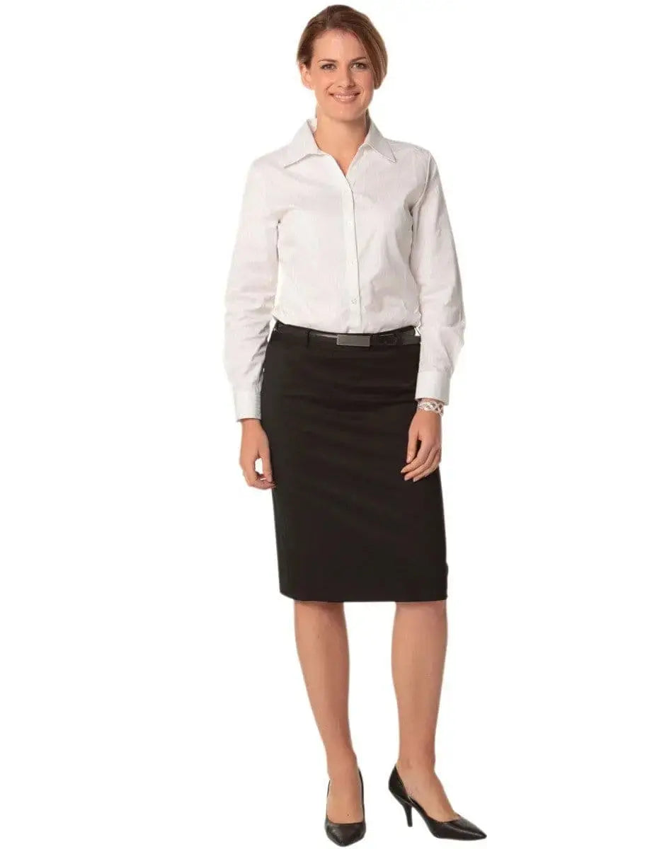 BENCHMARK Women's Poly/Viscose Stretch Mid Length Lined Pencil Skirt M9471 Metro Workwear.