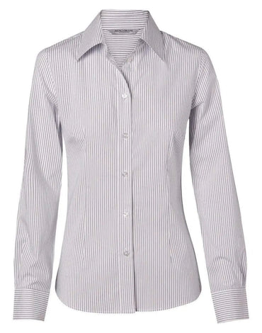 BENCHMARK Women's Ticking Stripe Long Sleeve Shirt M8200L Metro Workwear.