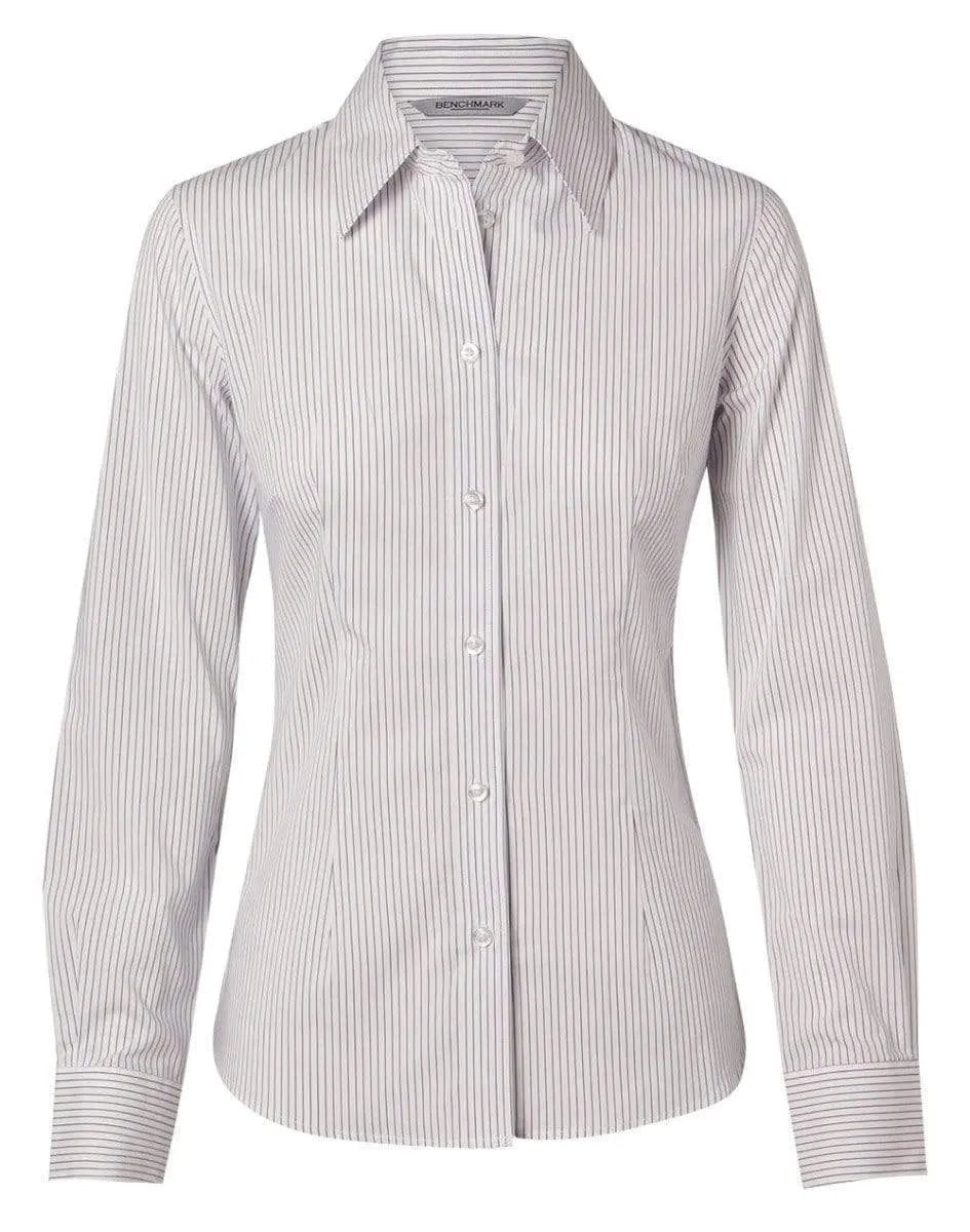 BENCHMARK Women's Ticking Stripe Long Sleeve Shirt M8200L Metro Workwear.