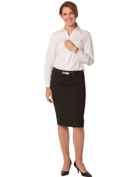 BENCHMARK Women's Wool Blend Stretch Mid Length Lined Pencil Skirt M9470 Metro Workwear.