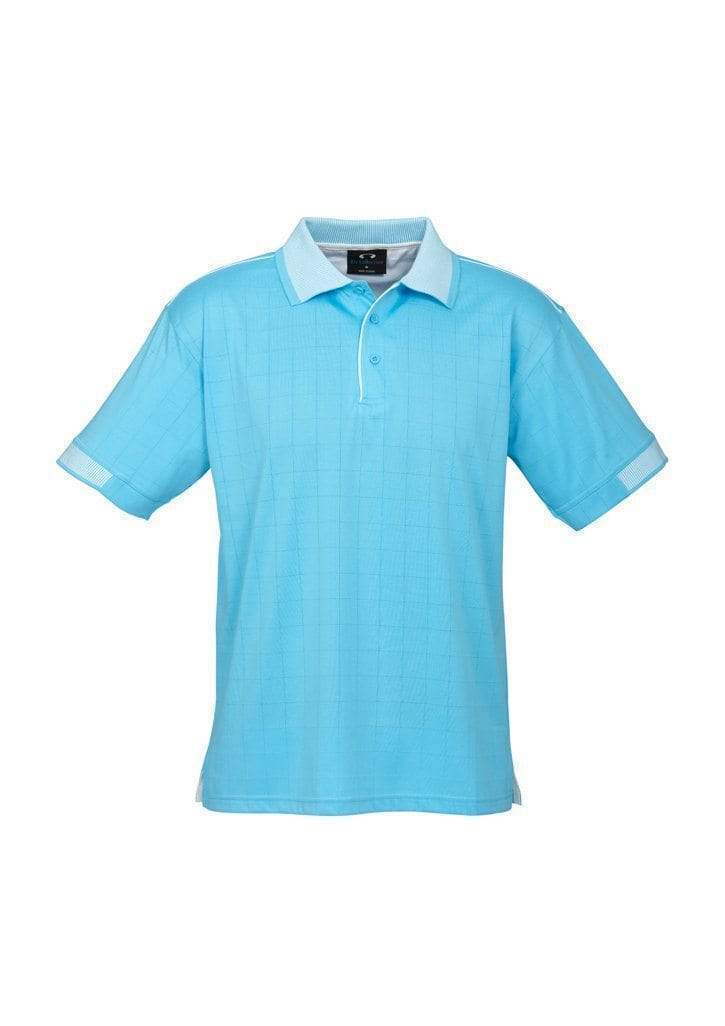 Biz Collection Casual Wear Aqua Blue/White / S Biz Collection Men’s Noosa Self Check Polo P9100