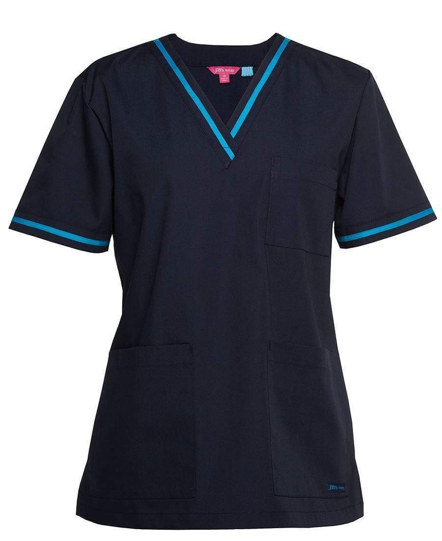 JB'S Women’s Contrast Scrubs Top 4SCT1 Health & Beauty Jb's Wear Navy/Aqua 6 