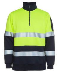 JB'S Hi-Vis 1/2 Zip Fleecy Sweat 6HZFS Metro Workwear.