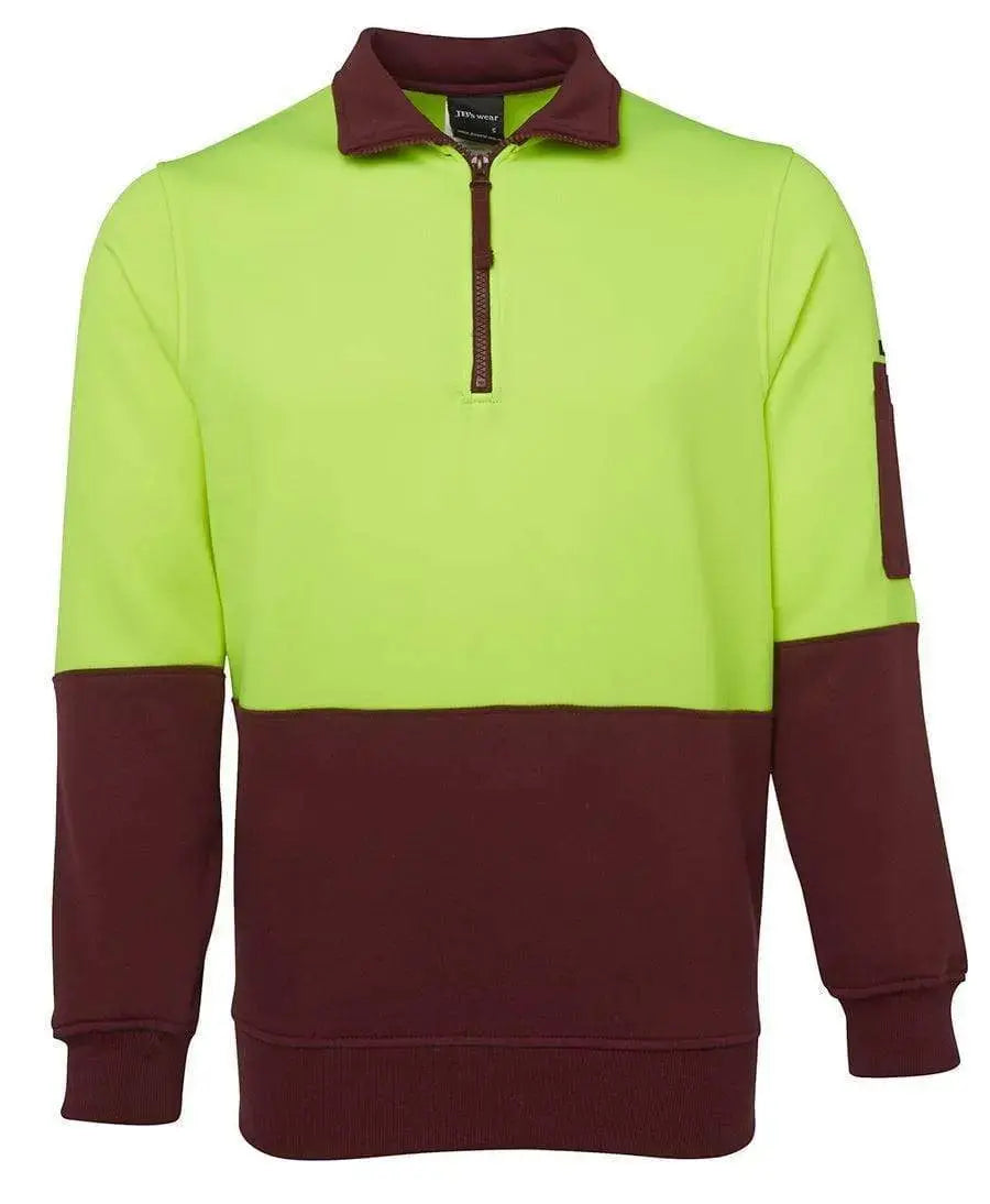 JB'S Hi-Vis 1/2 Zip Fleecy Sweatshirt 6HVFH Metro Workwear.