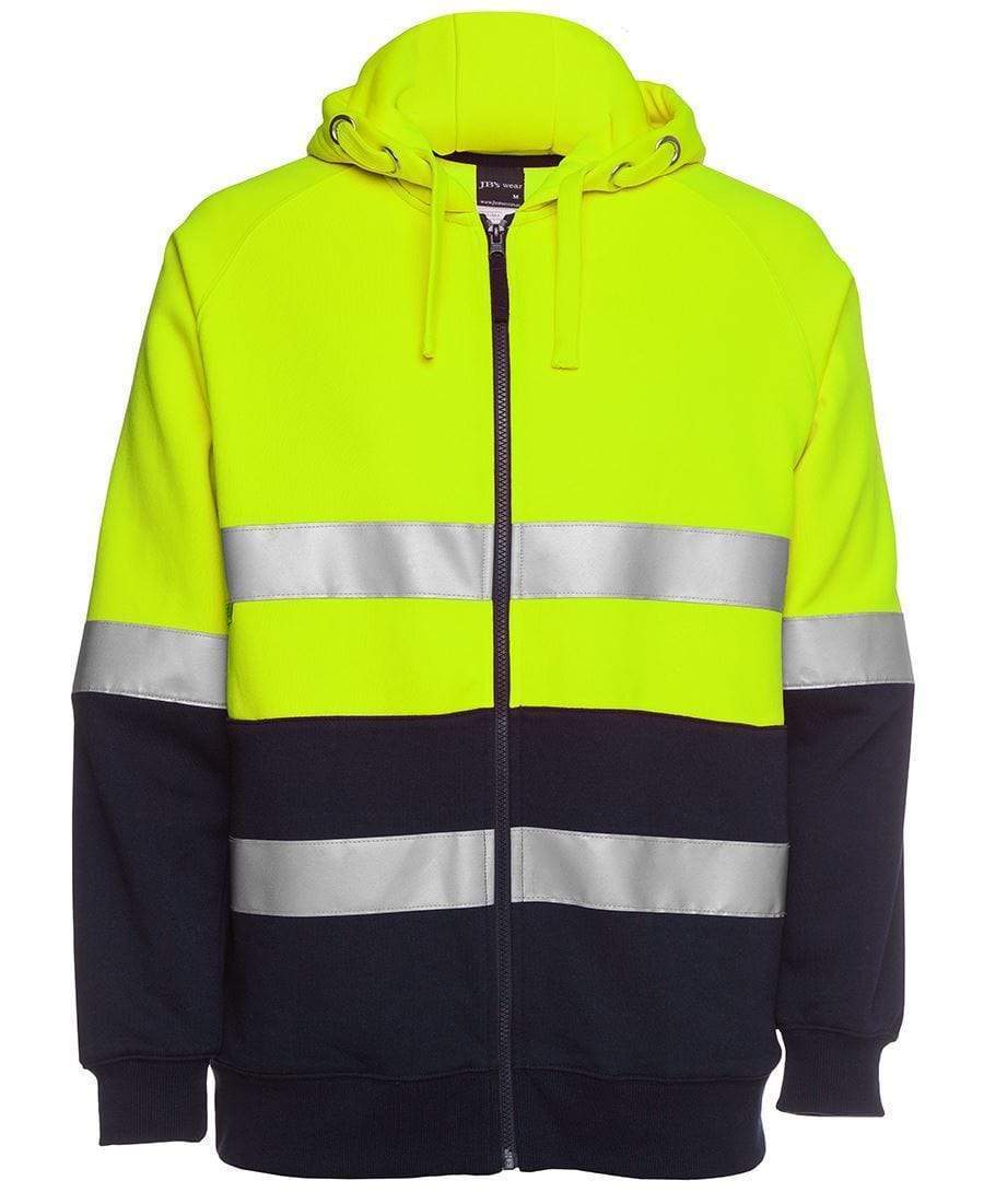 Jb's Wear Work Wear Lime/Navy / S JB'S Hi-Vis Full Zip Fleecy Hoodie 6DNH