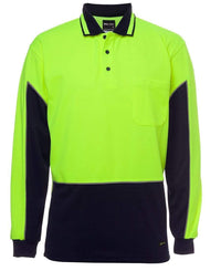 Jb's Wear Work Wear Lime/Navy / XS JB'S Hi-Vis Long Sleeve Gap Polo 6HVGL