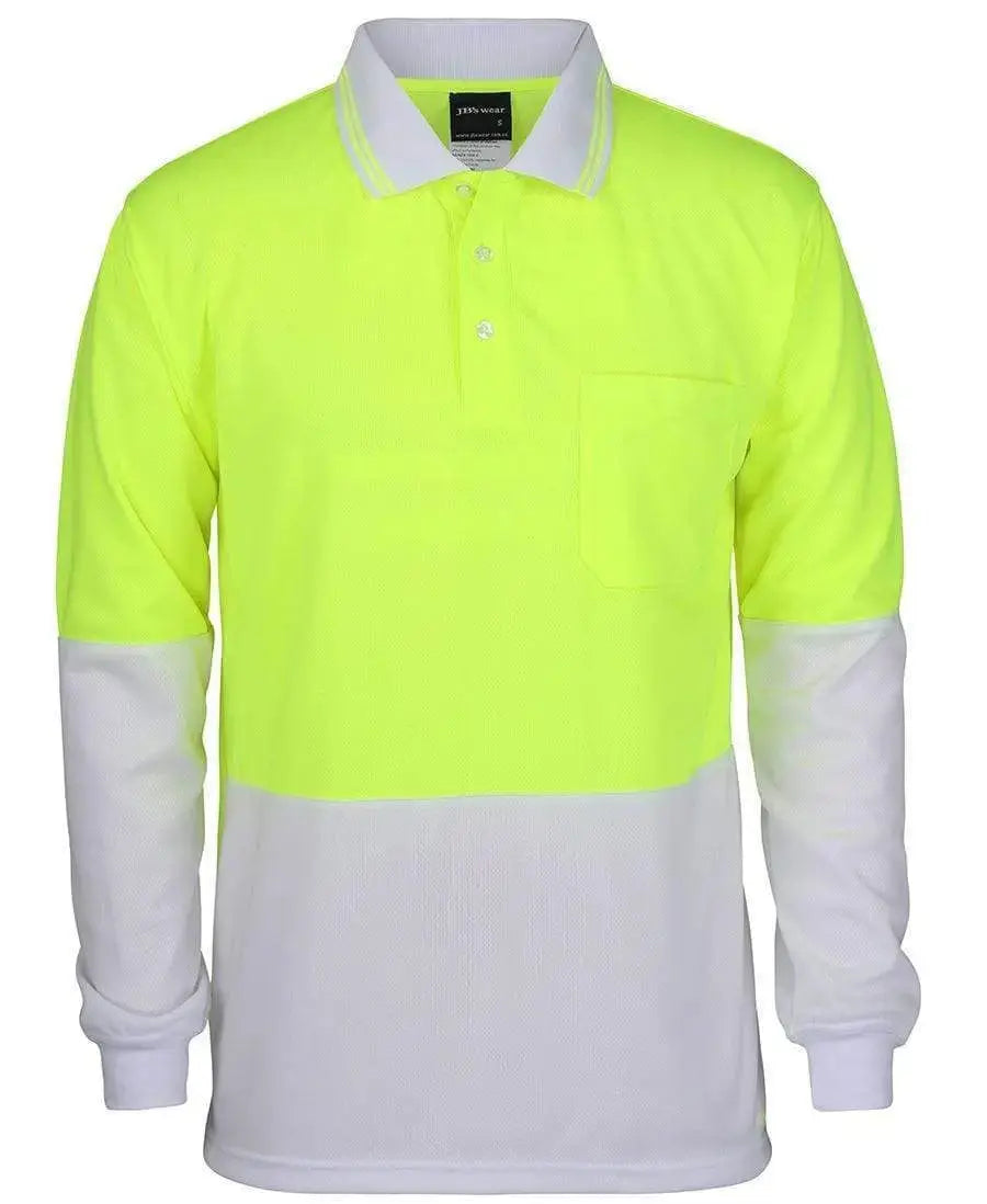 Jb's Wear Work Wear Lime/White / XS JB'S Hi-Vis Long Sleeve Traditional Polo 6HVPL