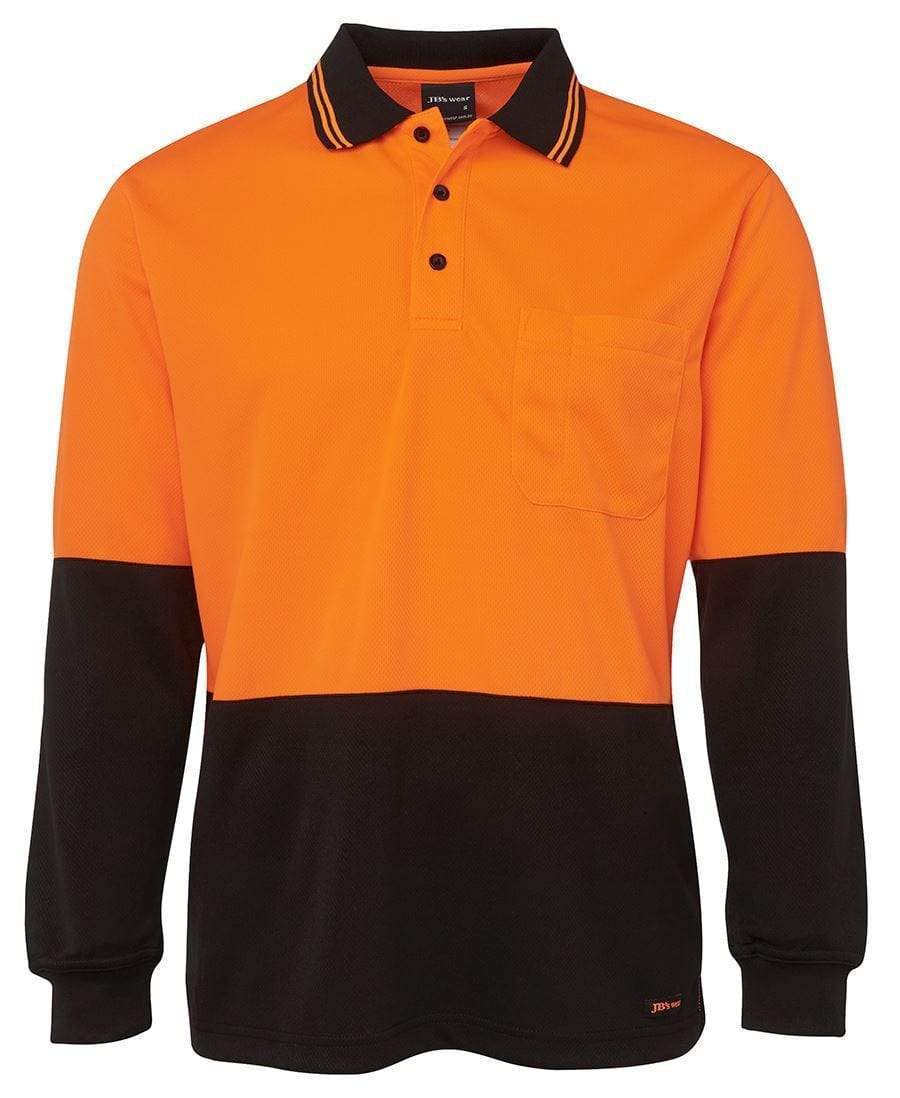 Jb's Wear Work Wear Orange/Black / XS JB'S Hi-Vis Long Sleeve Traditional Polo 6HVPL