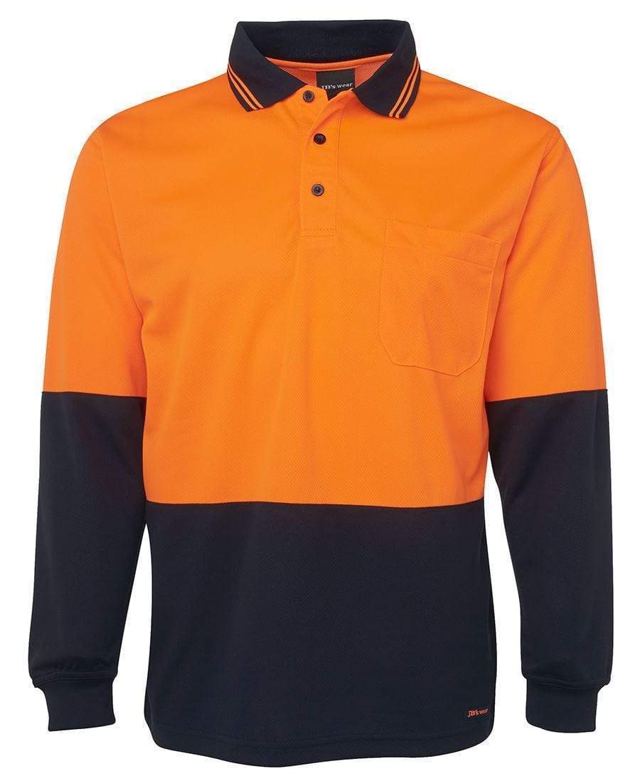 Jb's Wear Work Wear Orange/Navy / XS JB'S Hi-Vis Long Sleeve Traditional Polo 6HVPL