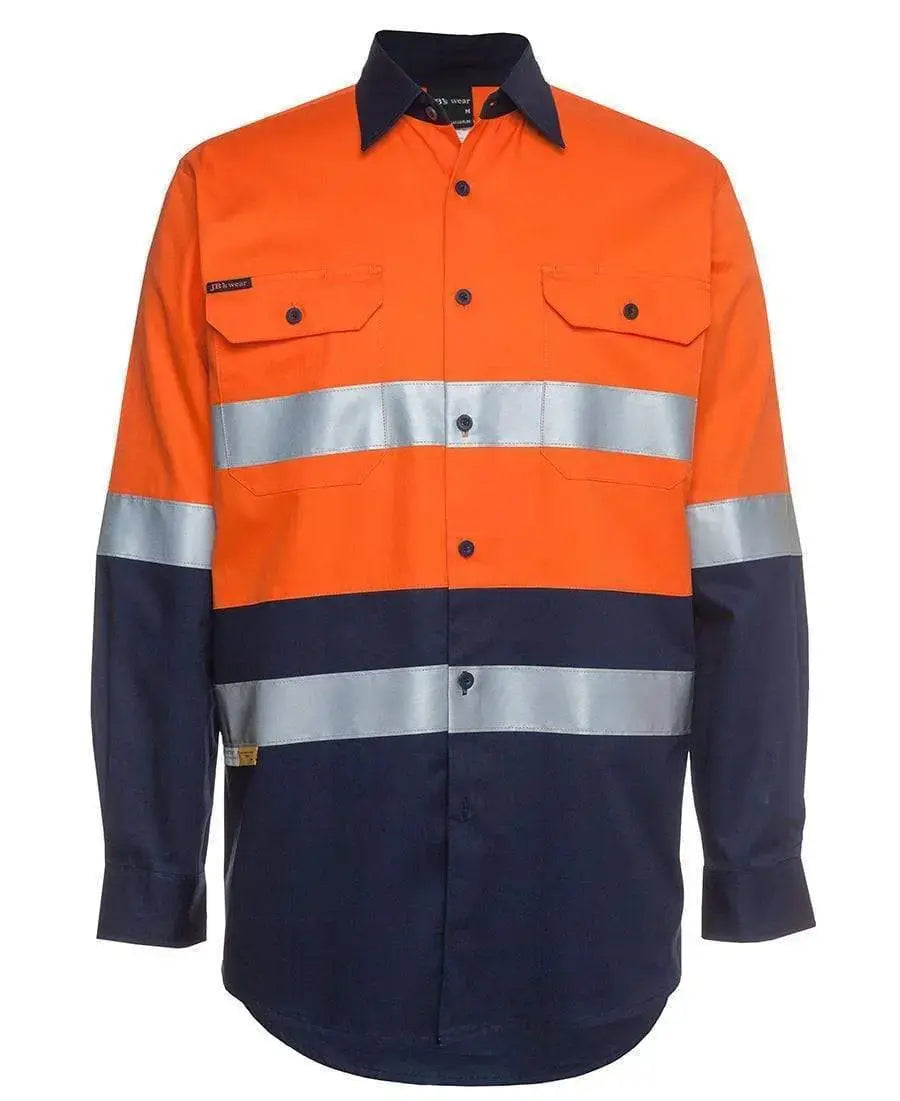 Jb's Wear Work Wear Orange/Navy / 3XS JB'S Hi-Vis Long Sleeve Work Shirt 6DNWL