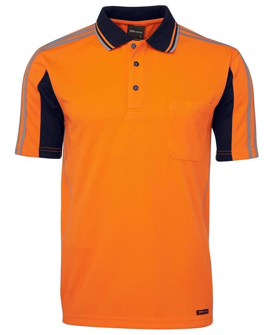 Jb's Wear Work Wear Orange/Navy / XS JB'S Hi-Vis Short Sleeve Arm Tape Polo 6AT4S