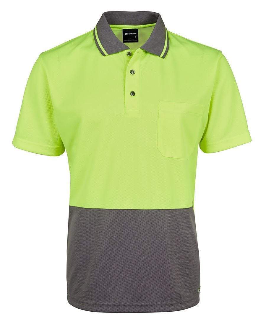 Jb's Wear Work Wear Lime/Charcoal / XS JB'S Adults’ and Kids’ Hi-Vis Non-Cuff Traditional Polo 6HVNC