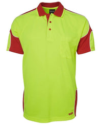 Jb's Wear Work Wear Lime/Red / XS JB'S Hi-Vis Short Sleeve Arm Panel Polo 6AP4S