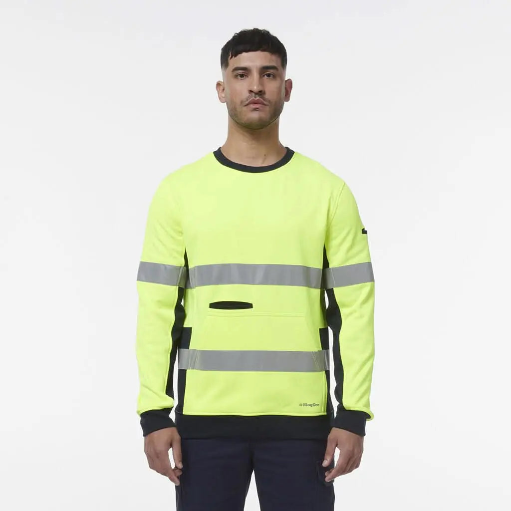 KingGee Hi Vis Spliced Taped Crew Neck Fleece K55058 