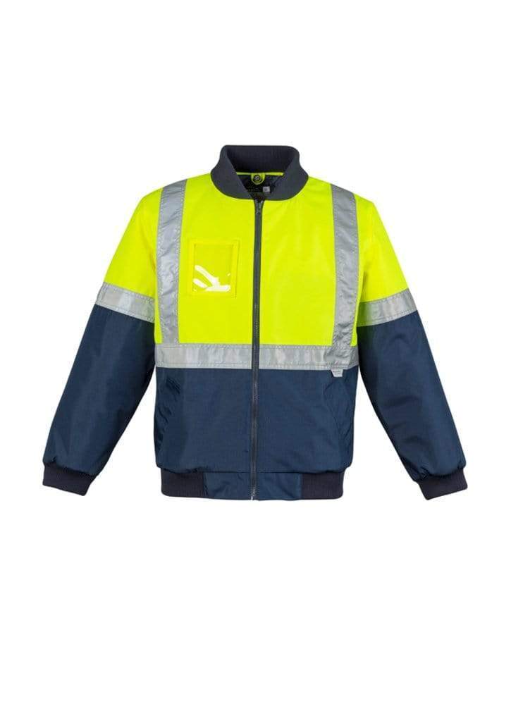 SYZMIK Men’s Hi Vis Quilted Flying Jacket ZJ351 Work Wear Syzmik Yellow/Navy S 