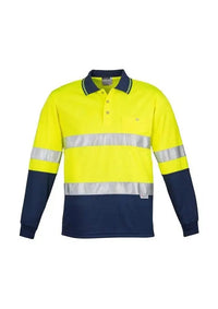 SYZMIK Men’s Hi Vis Spliced Polo - Long Sleeve Hoop Taped ZH235 Metro Workwear.