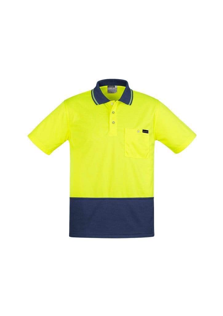 SYZMIK mens comfort back s/s polo zh415 Work Wear Syzmik Yellow/Navy XXS 