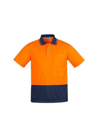 SYZMIK mens comfort back s/s polo zh415 Work Wear Syzmik Navy/Orange XXS 