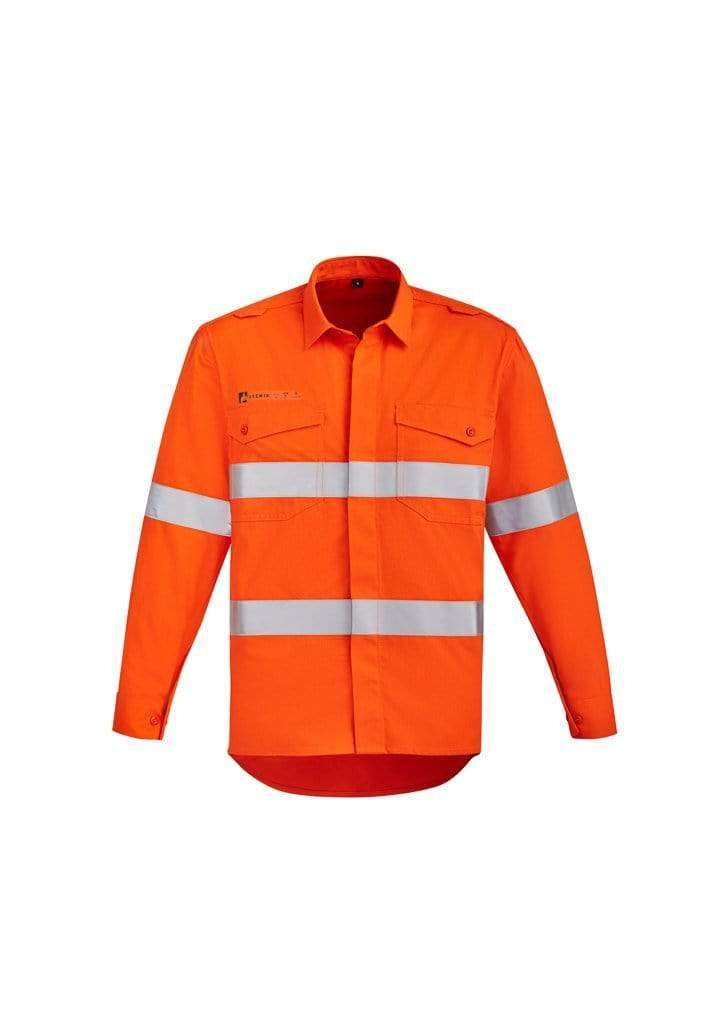 SYZMIK mens oranhe hrc-2 hoop taped open front spliced shirt zw145 Work Wear Syzmik Orange S 