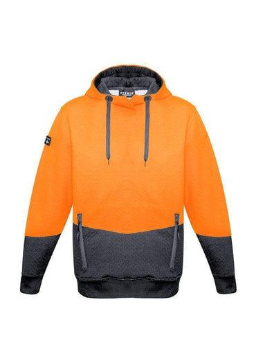 SYZMIK Unisex Hi-Vis Textured Jacquard Hoodie ZT477 Work Wear Syzmik Orange/Charcoal XXS 