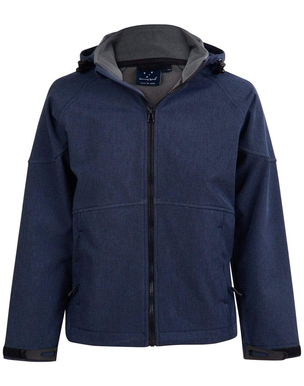 Winning Spirit Aspen Softshell Hood Jacket Kids' Jk33k Casual Wear Winning Spirit Marl Navy/Charcoal 6K 