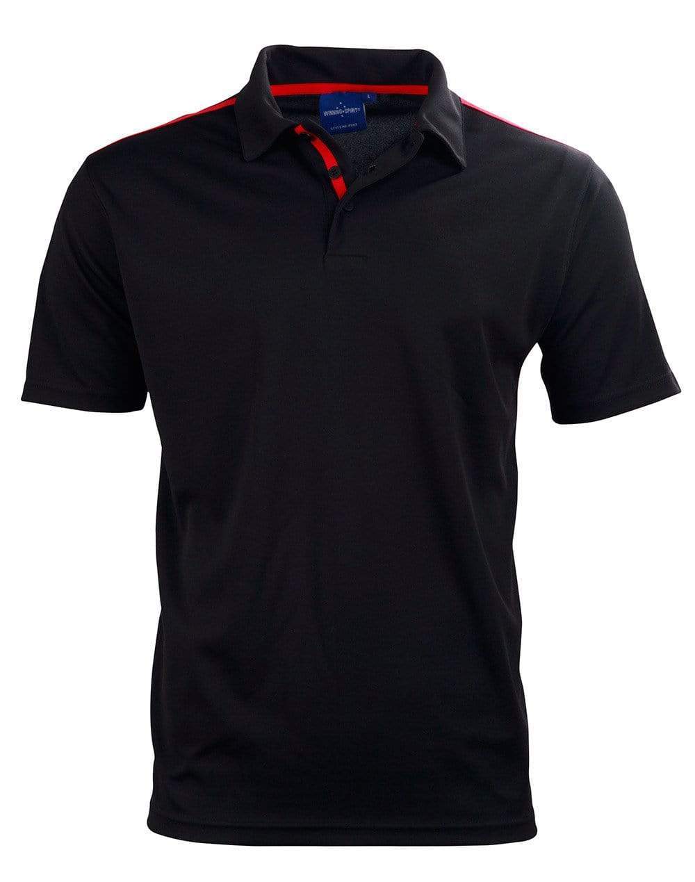 Winning Spirit PS83 STATEN POLO SHIRT Men's Casual Wear Winning Spirit Black/Red XS 