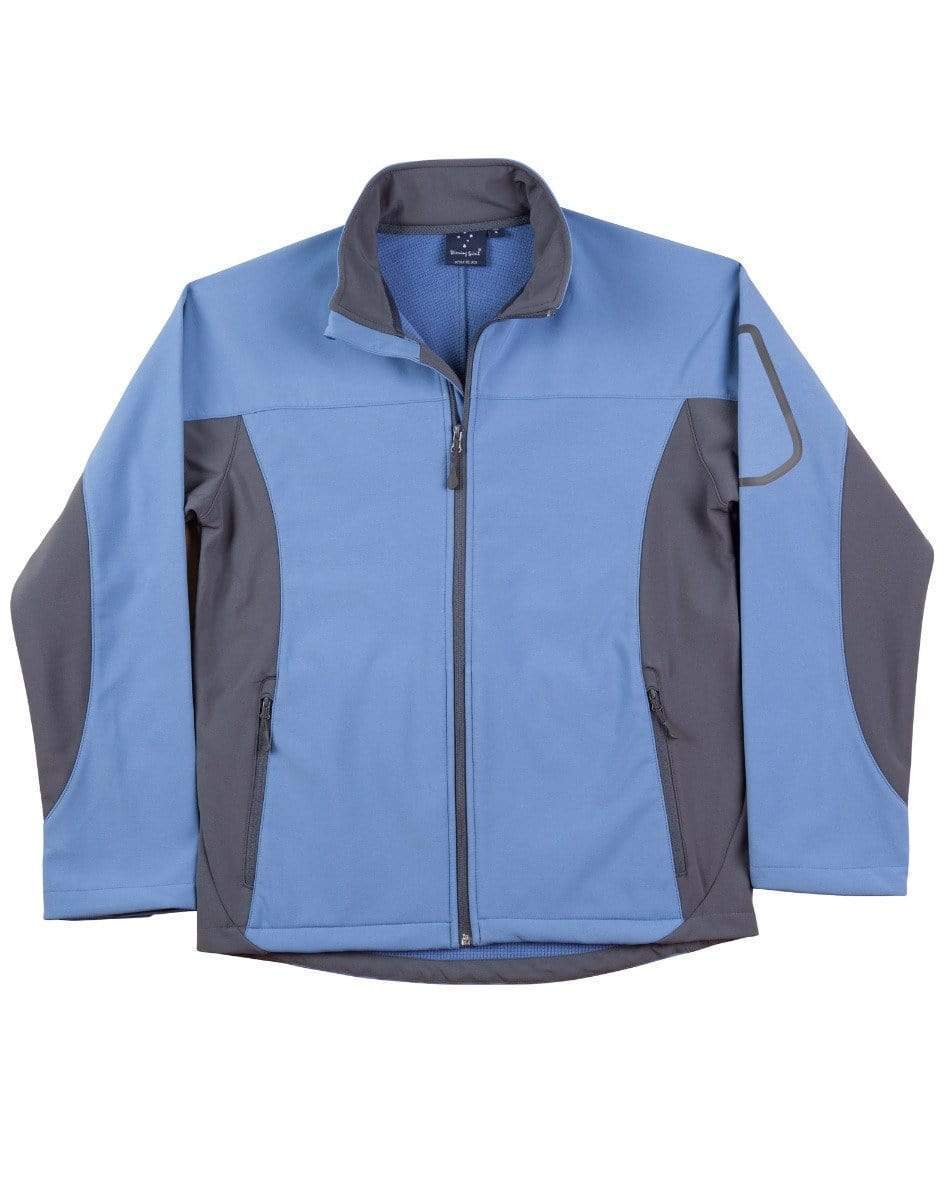 WINNING SPIRIT WHISTLER Softshell Contrast Jacket Men's JK31 Casual Wear Winning Spirit Mid Blue/Grey S 