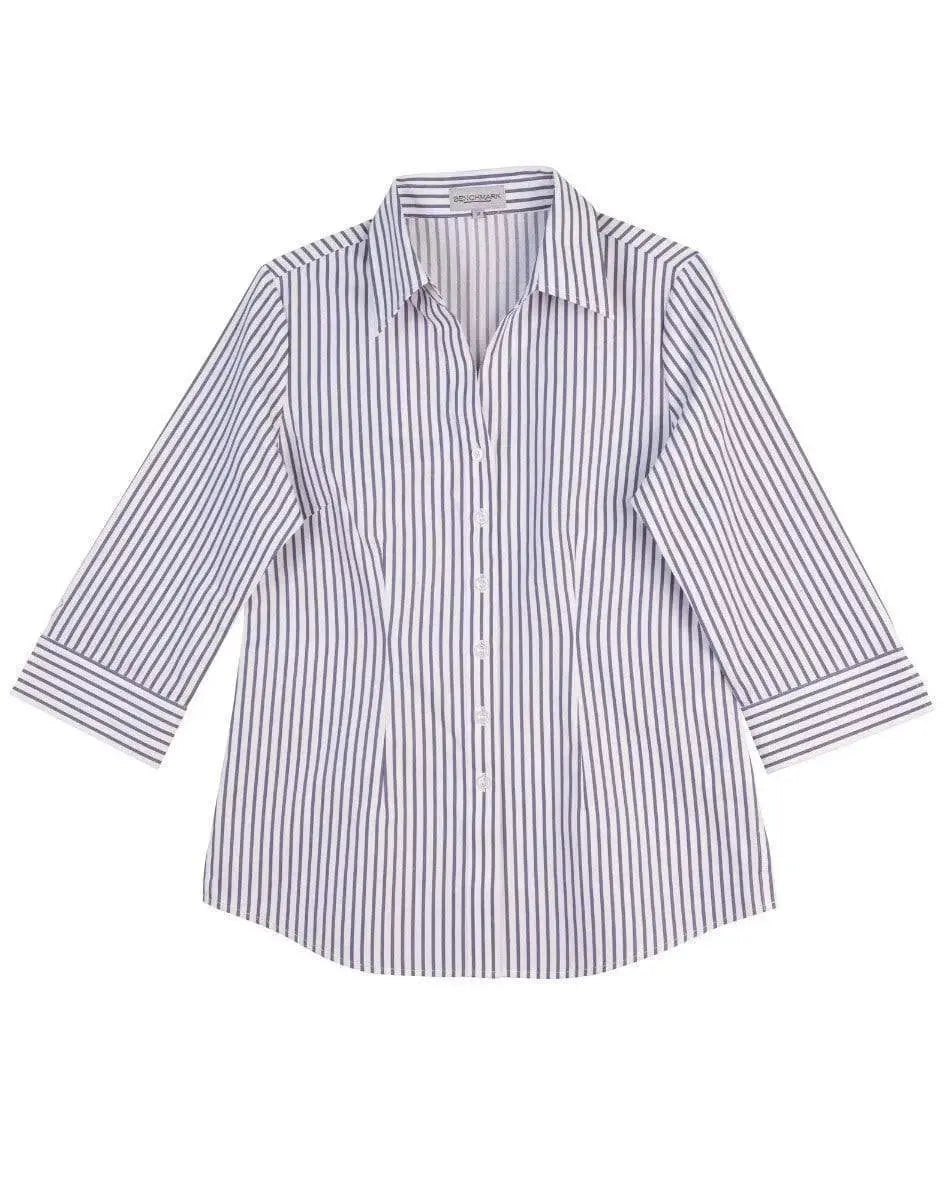 Women's Executive Sateen Stripe 3/4 Sleeve Shirt M8310 Metro Workwear.