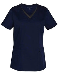 Winning Spirit Ladies V-neck Contrast Trim Scrubs Top M7660 - Simply Scrubs Australia