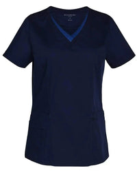 Winning Spirit Ladies V-neck Contrast Trim Scrubs Top M7660 - Simply Scrubs Australia
