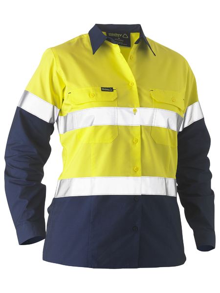 Women's Taped Two Tone Hi Vis Recycled Drill Shirt BL6996T