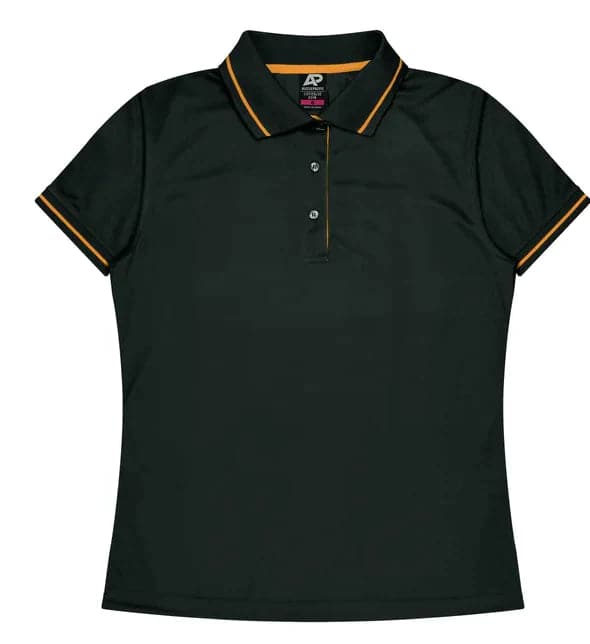 Aussie Pacific Cottesloe Lady Polo Shirt 2319  Aussie Pacific BLACK/GOLD 6 