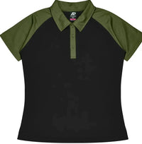 Aussie Pacific Manly Lady Polos 2318  Aussie Pacific BLACK/ARMY GREEN 6 