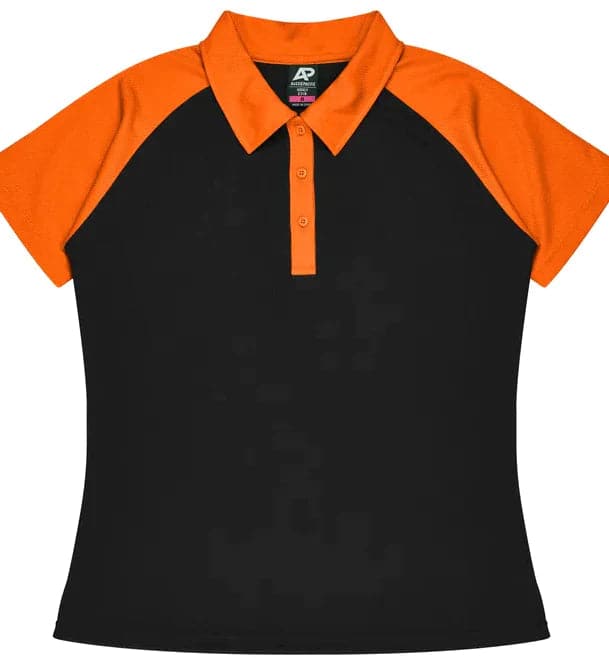 Aussie Pacific Manly Lady Polos 2318  Aussie Pacific BLACK/ELECTRIC ORANGE 6 