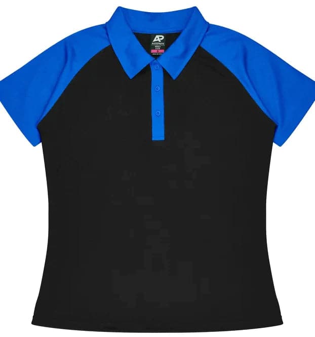 Aussie Pacific Manly Lady Polos 2318  Aussie Pacific BLACK/ELECTRIC ROYAL 6 