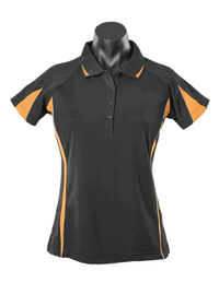 Aussie Pacific Eureka Ladies Polo Shirt 2304 Casual Wear Aussie Pacific Black/Gold/Ashe 8 