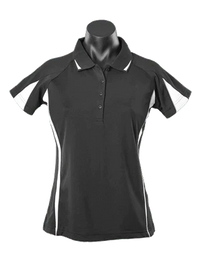 Aussie Pacific Eureka Ladies Polo Shirt 2304 Casual Wear Aussie Pacific Black/White/Ashe 8 