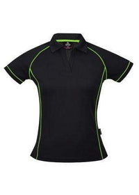 Aussie Pacific Ladies Endeavour Polo Shirt 2310 Casual Wear Aussie Pacific Black/Fluro Green 6 