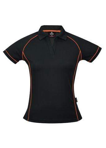 Aussie Pacific Ladies Endeavour Polo Shirt 2310 Casual Wear Aussie Pacific Black/Fluro Orange 6 